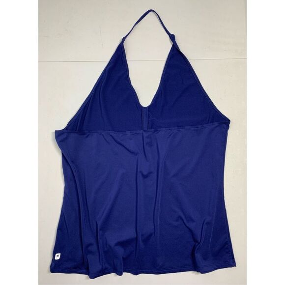 Fabletics Chiara Tank Blue Halter Neck Peekaboo Detail in Front Back Cowl Size M - Picture 3 of 3